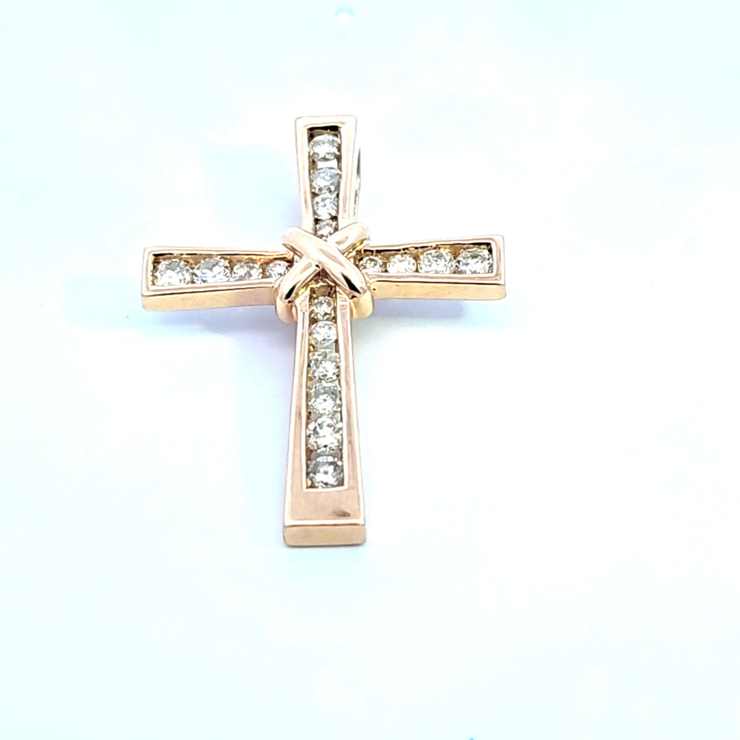 14KY Diamond Cross Estate Pendant