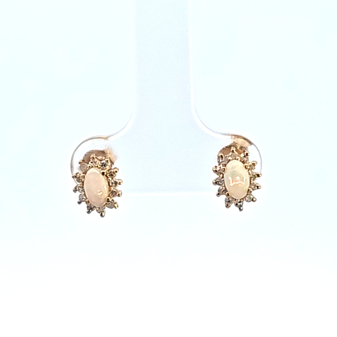 14KY Opal and Diamond Earrings