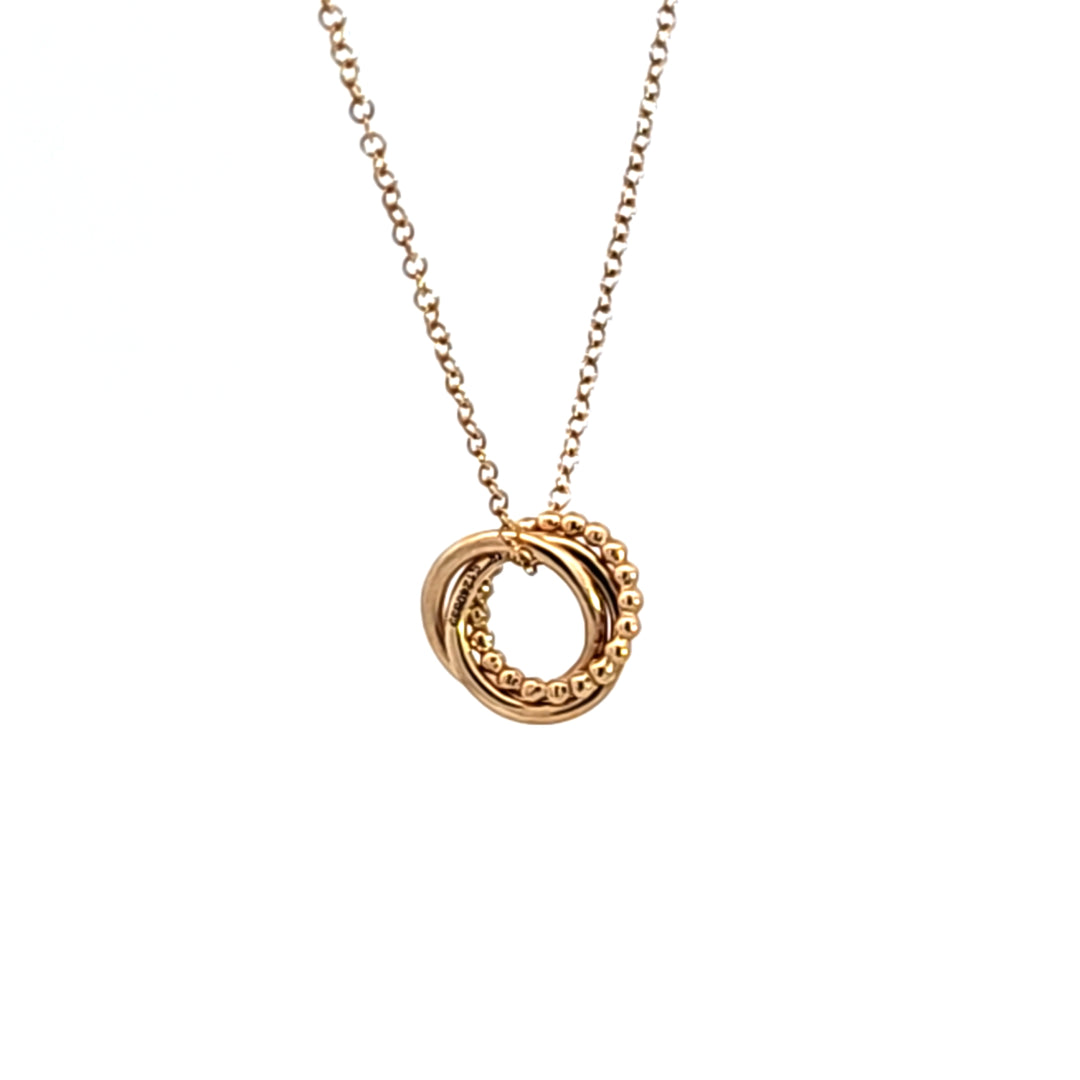14KY Interlocking Circle Pendant Necklace