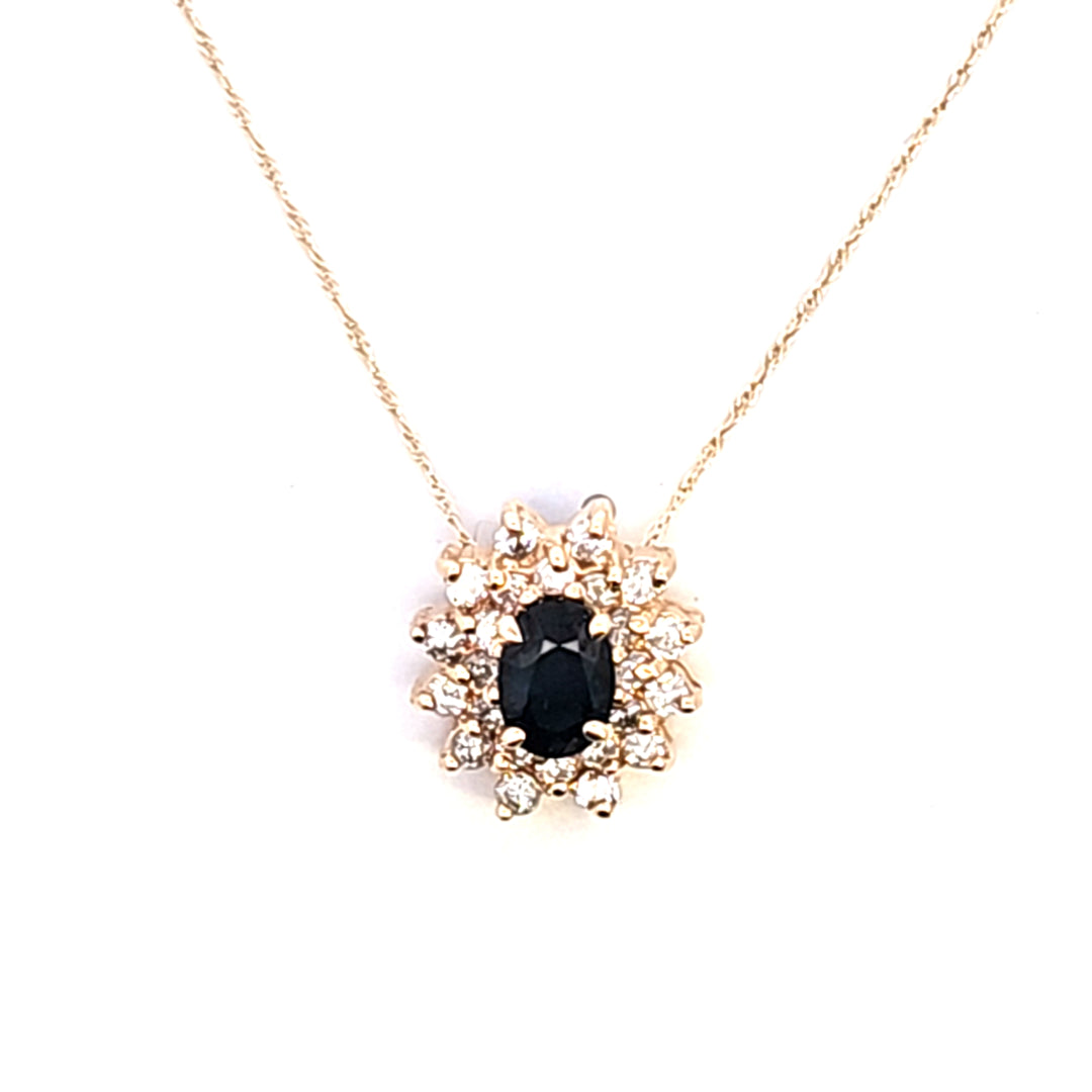 14KY Sapphire and Diamond Pendant