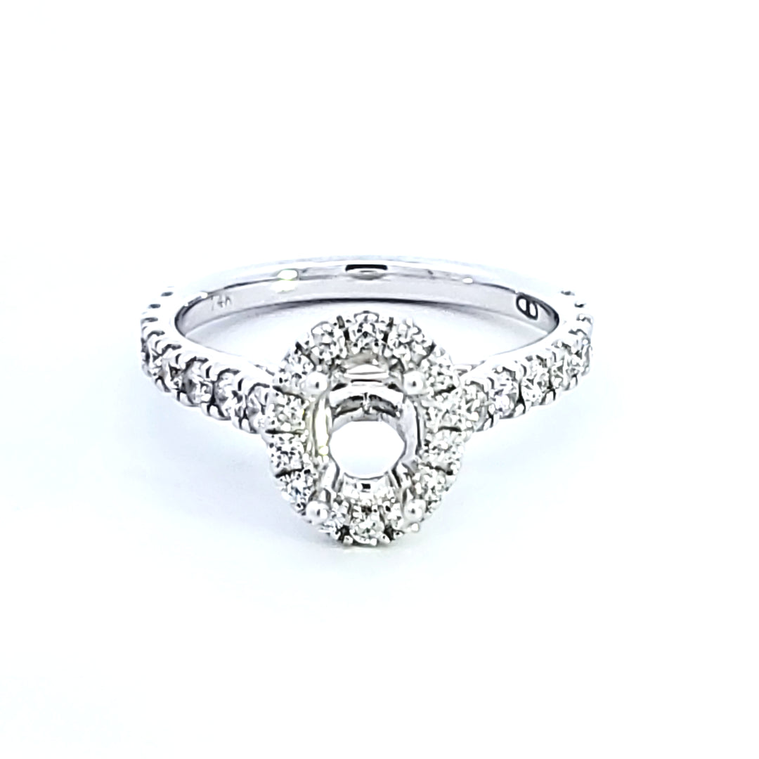 14KW Diamond Halo Semi Mount Engagement Ring