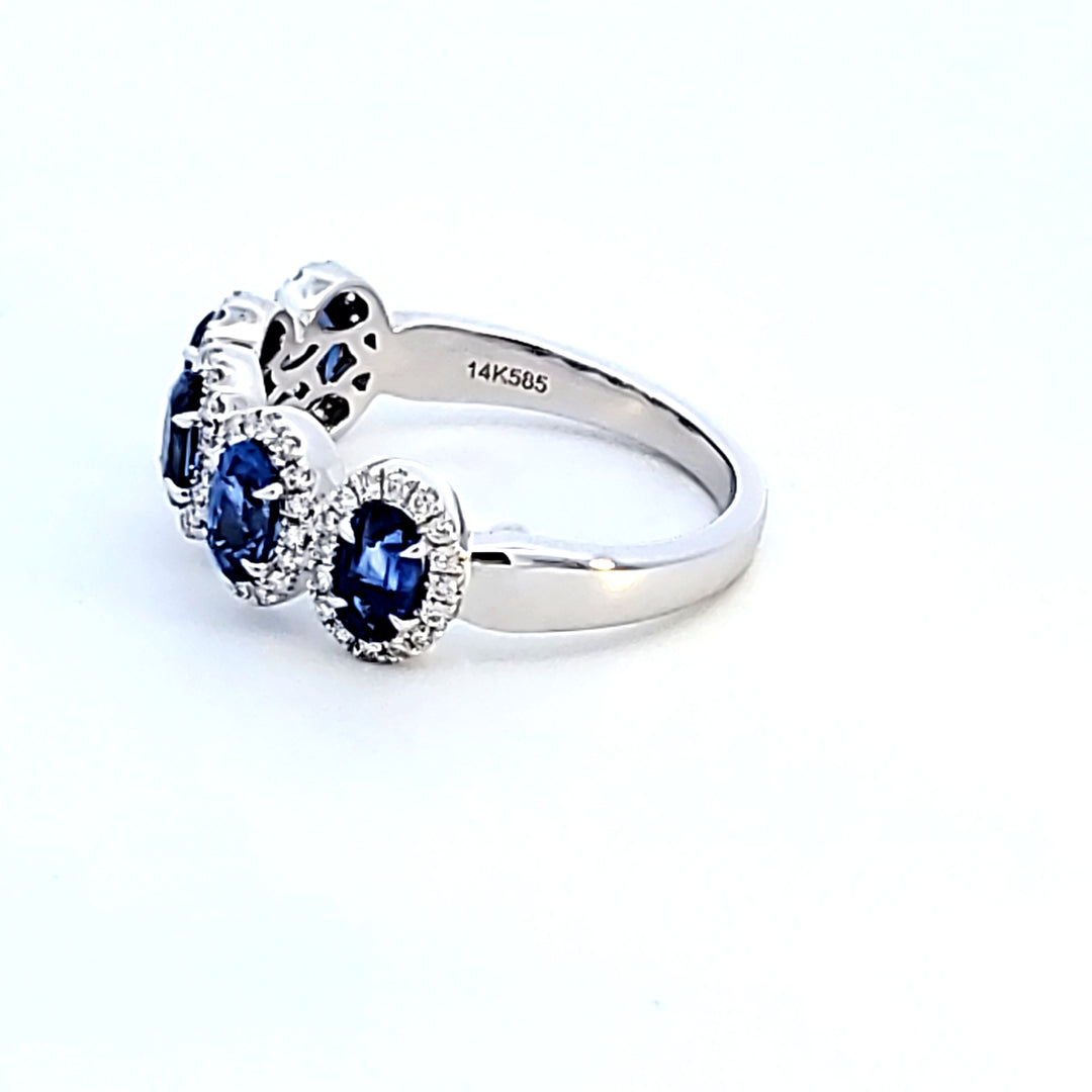 14KW Oval Blue Sapphire Fashion Ring