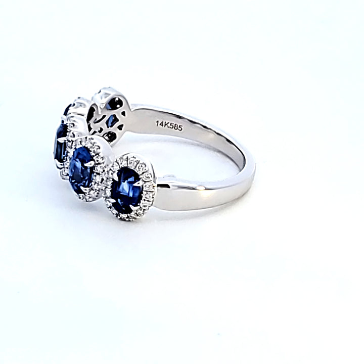 14KW Oval Blue Sapphire Fashion Ring