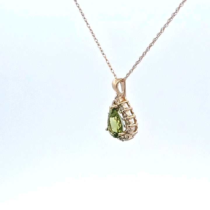 14KY Peridot and Diamond Pendant