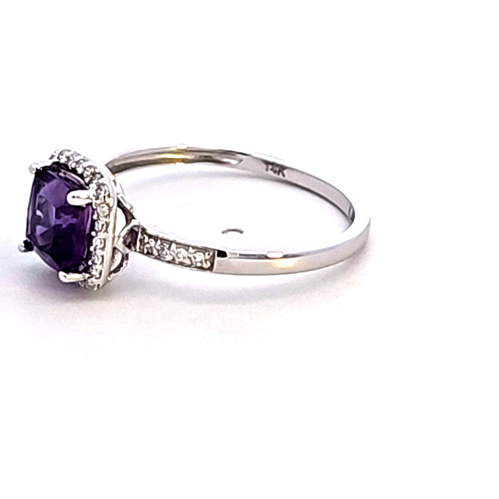 14KW Amethyst and Diamond Ring