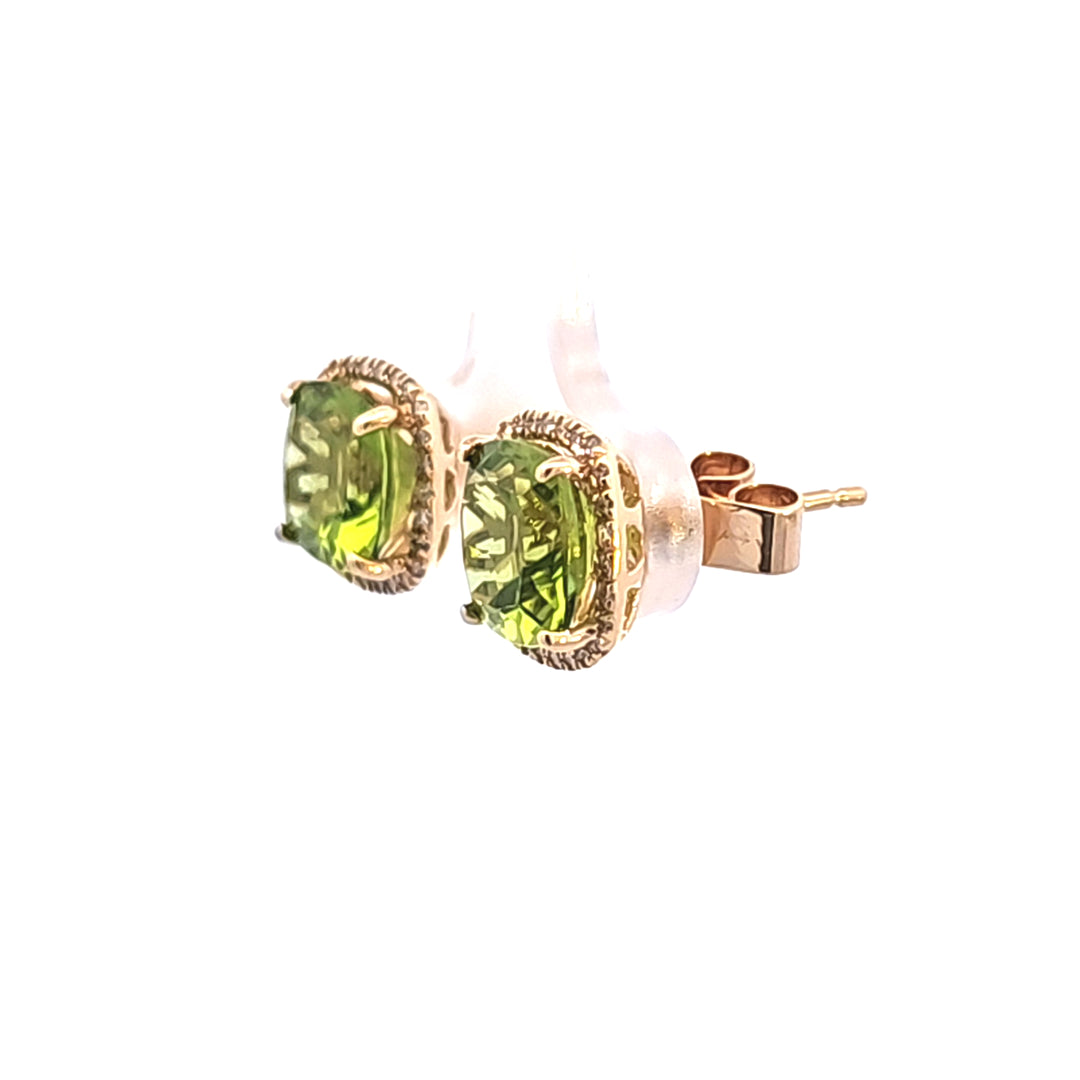 14KY Peridot and Diamond Earrings