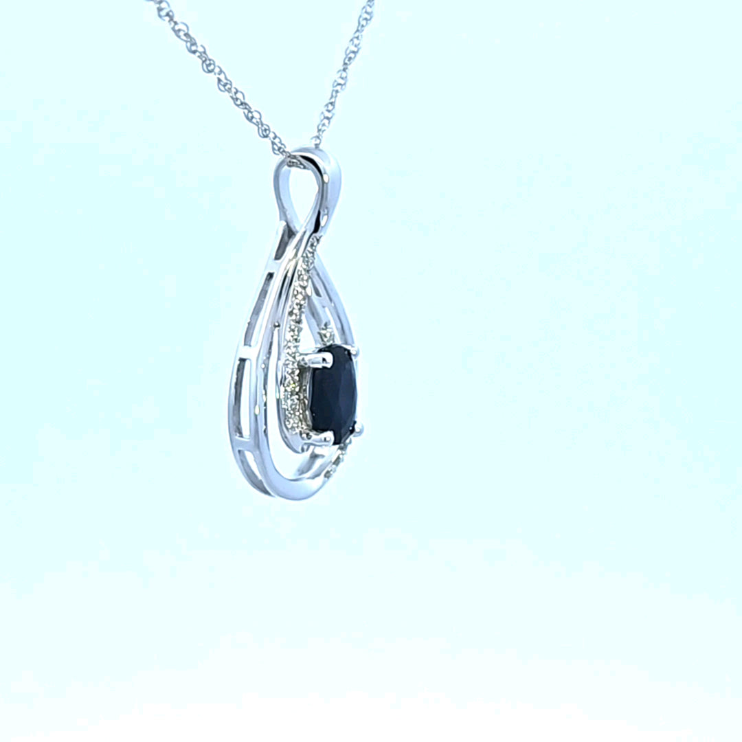 14KW Sapphire and Diamond Pendant