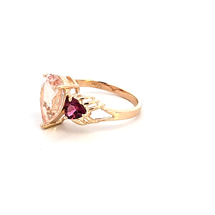 14KY Morganite and Garnet Estate Ring