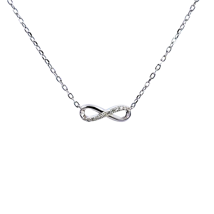 Sterling Silver Diamond Infinity Necklace