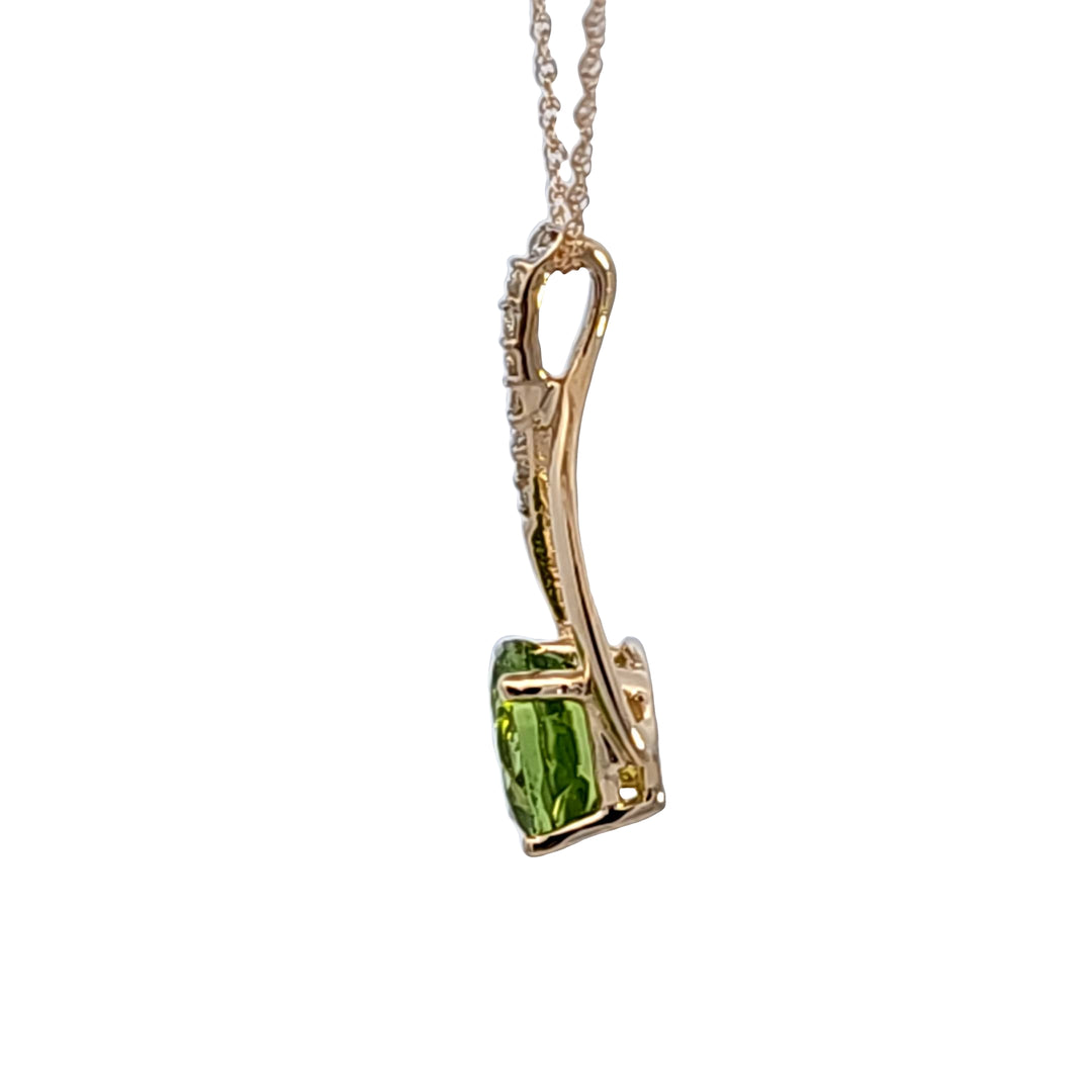 14KY Peridot and Diamond Pendant
