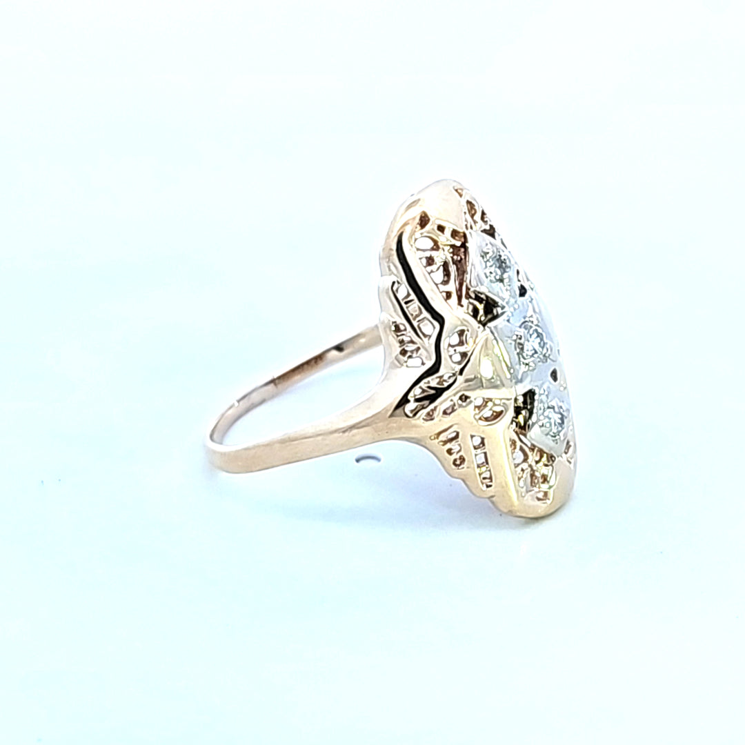 14KTT Diamond Vintage Estate Ring