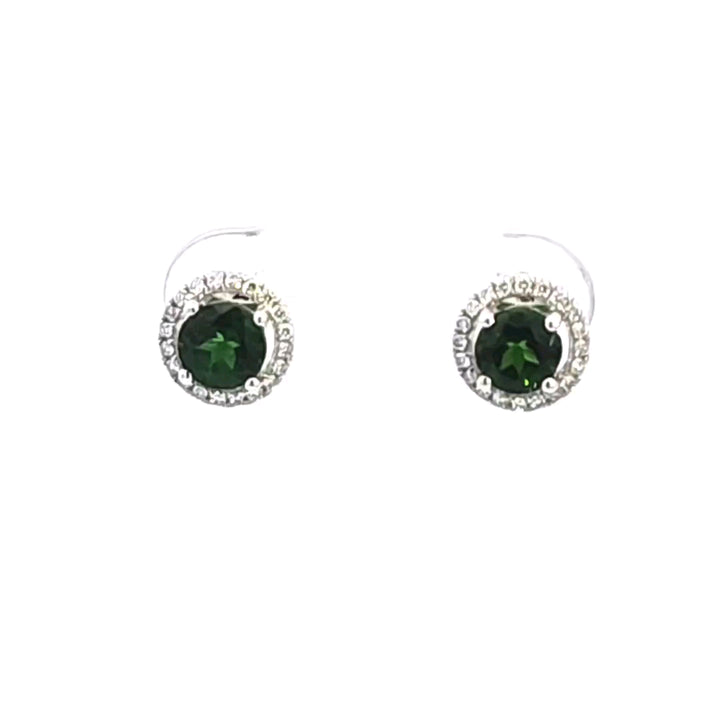 14KW Russalite Chrome Diopside and Diamond Earrings