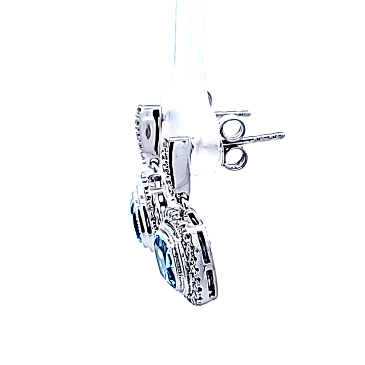 14KW Topaz and Diamond Earrings