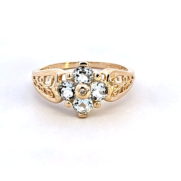 14KY Aquamarine and Diamond Estate Ring