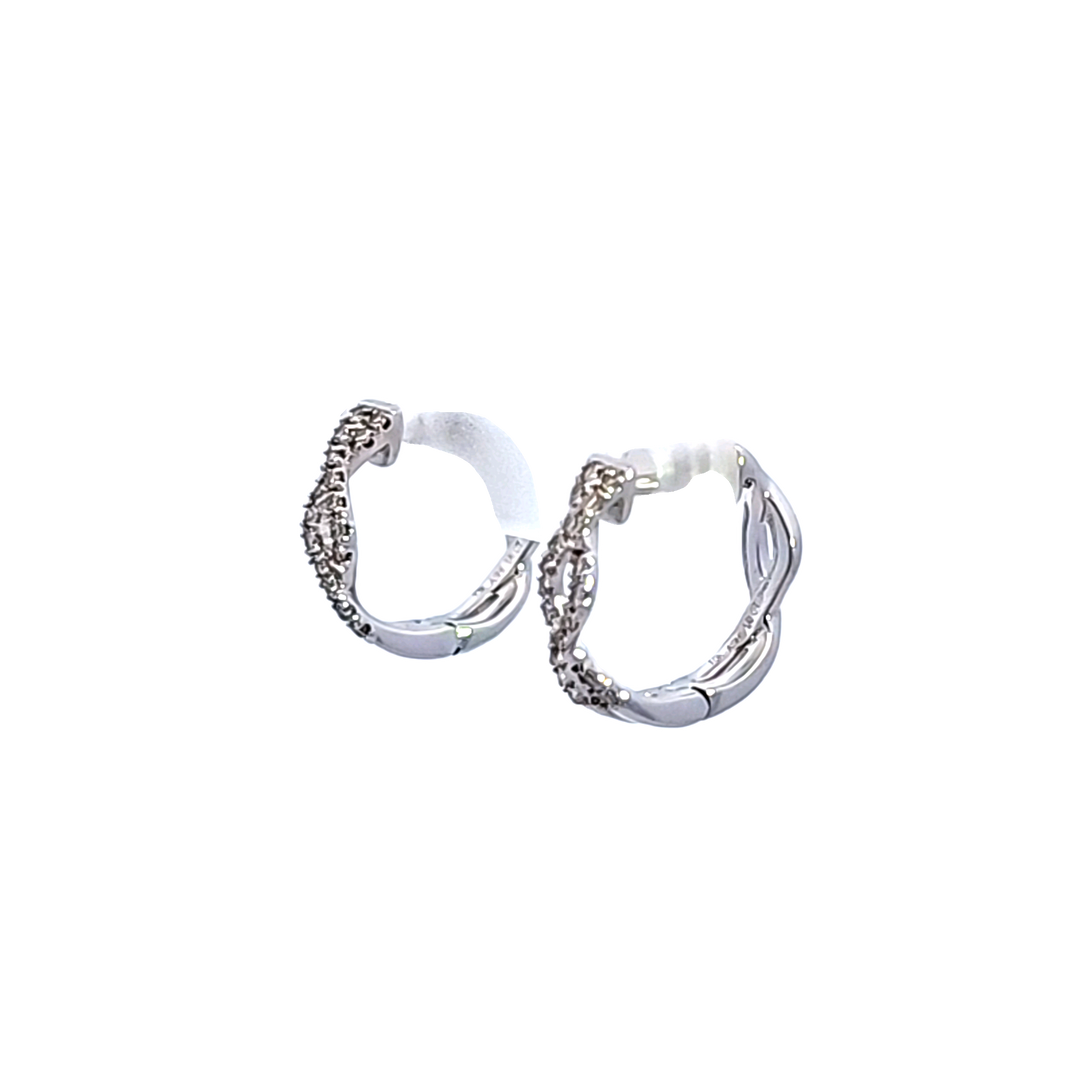 10KW Swirl Petite Huggie Diamond Earrings