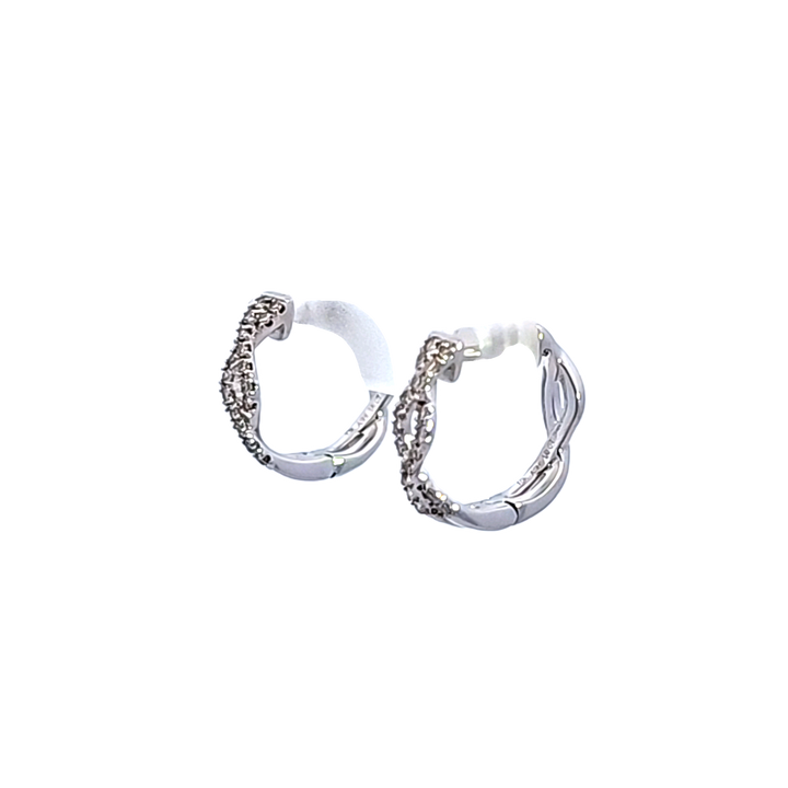 10KW Swirl Petite Huggie Diamond Earrings