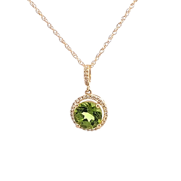 14KY Peridot and Diamond Pendant Necklace