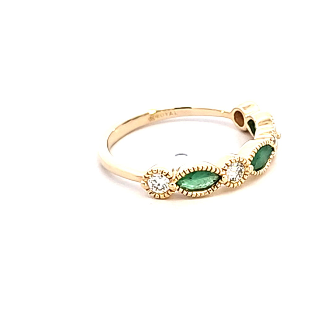 14KY Emerald and Diamond Fashion Ring