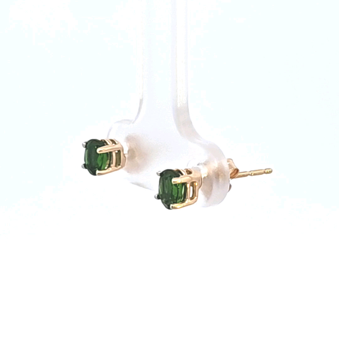 14KY Russalite Chrome Diopside Stud Earrings
