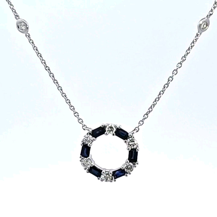 14KW Sapphire and Diamond Circle Necklace