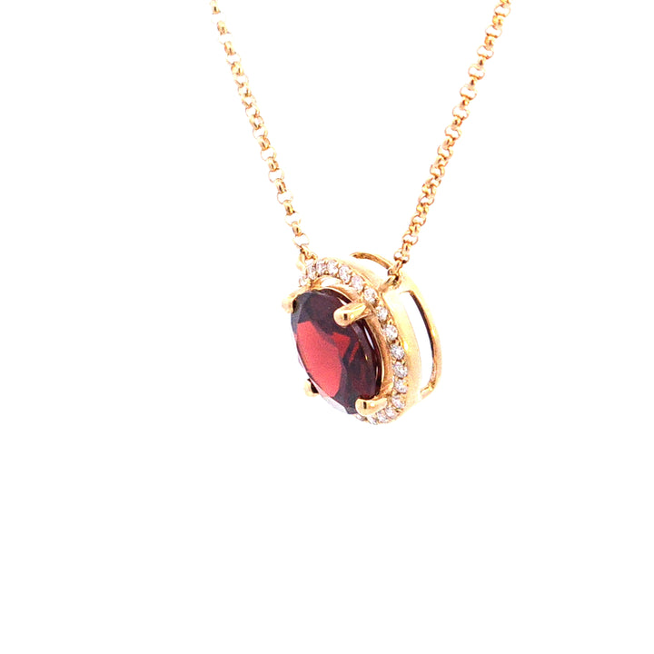 14KY Garnet and Diamond Necklace