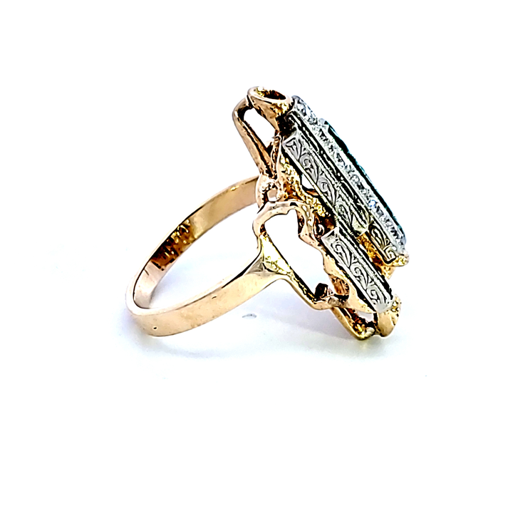 14KY Diamond, Emerald, and Sapphire Estate Ring