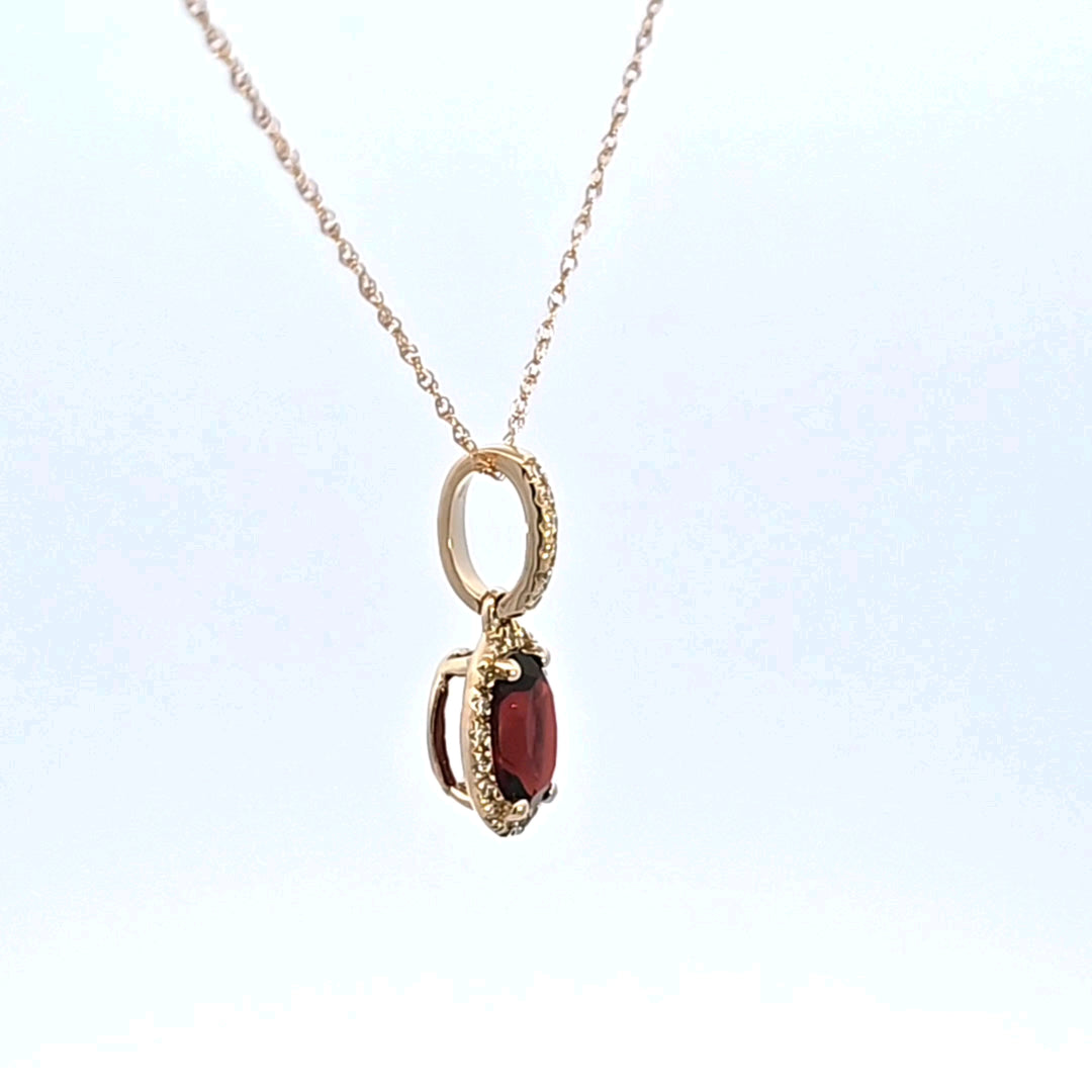 14KY Garnet and Diamond Pendant