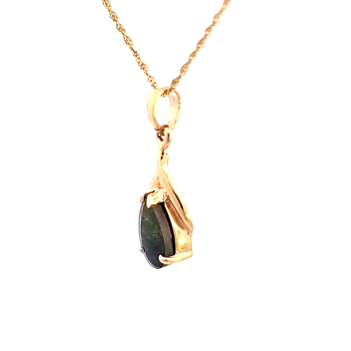 14KY Pear Ammolite Pendant