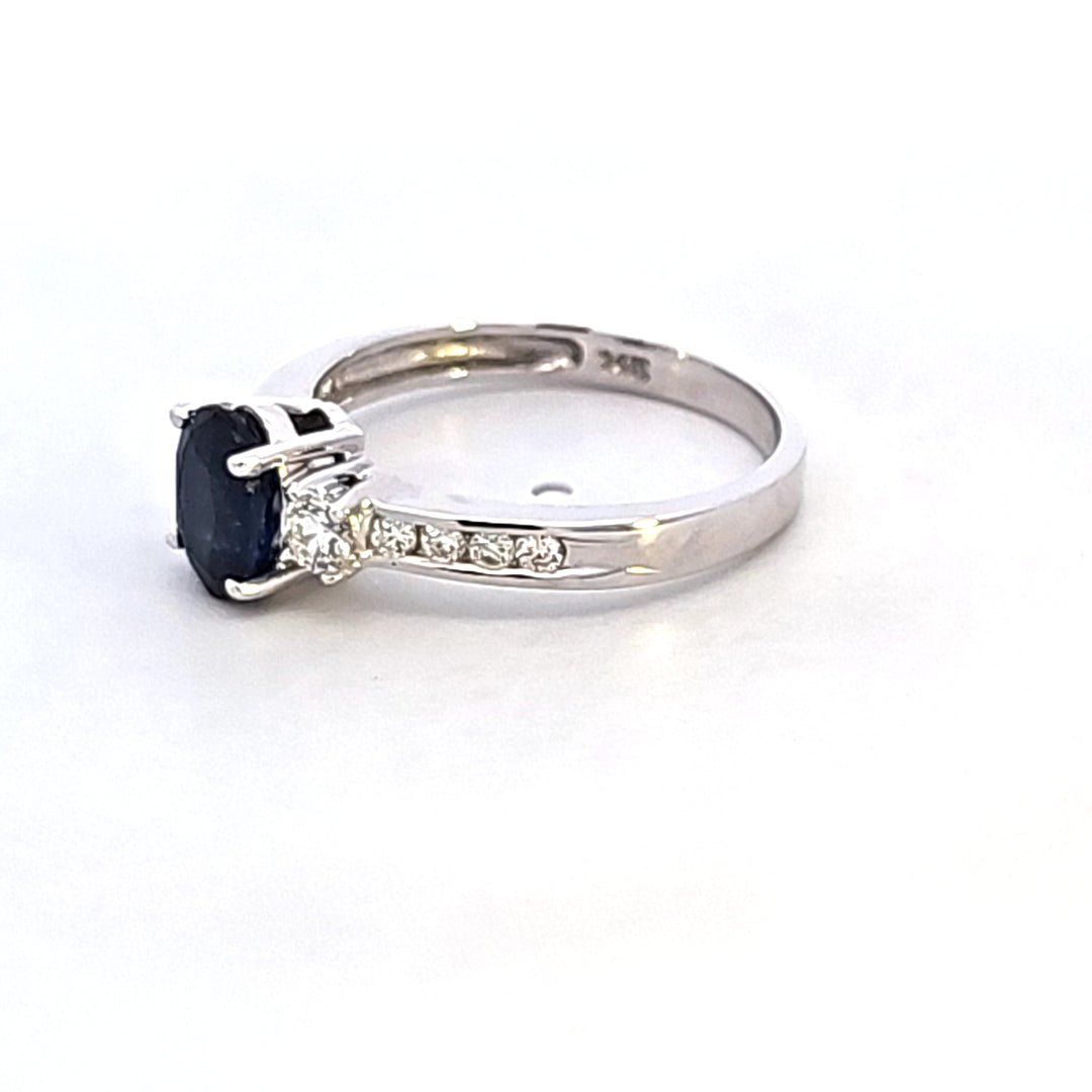 14KW Blue Sapphire and Diamond Fashion Ring