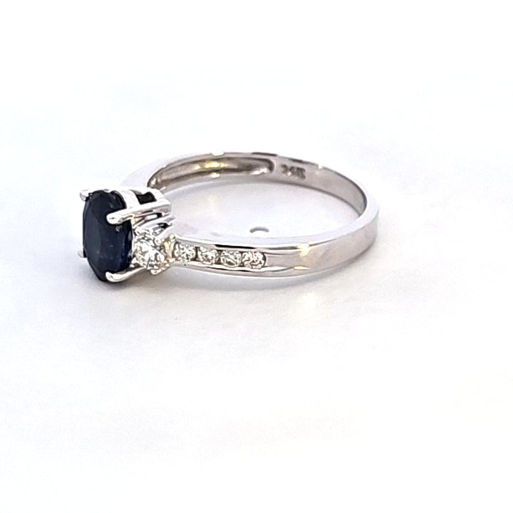 14KW Blue Sapphire and Diamond Fashion Ring