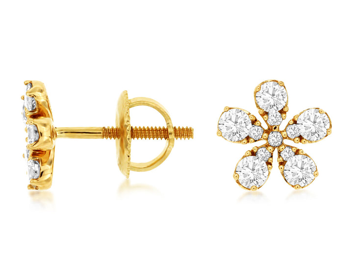 14KY Diamond Floral Cluster Earrings