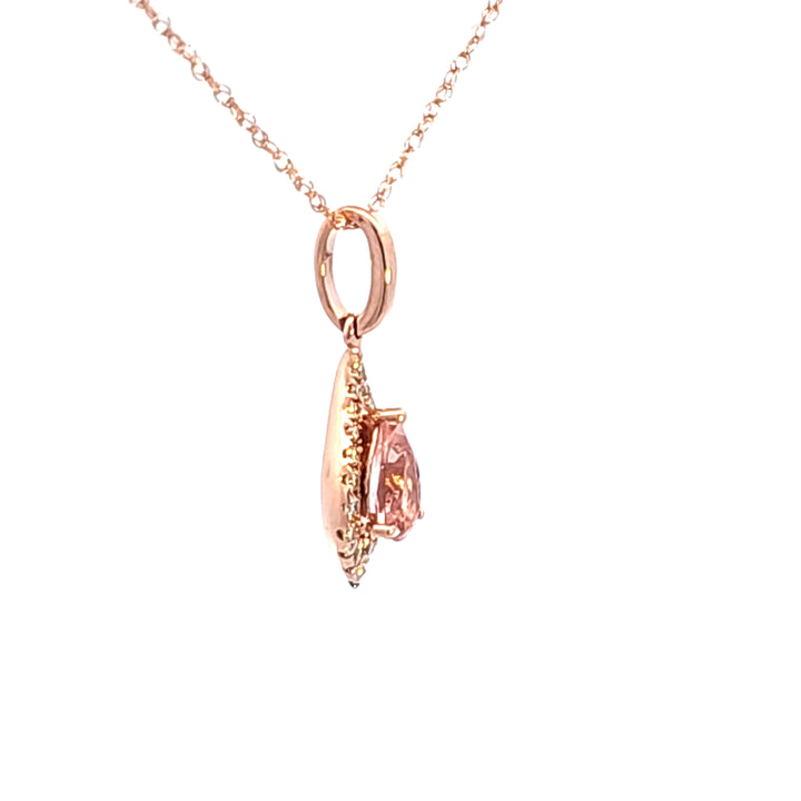14KY Morganite and Diamond Pendant Necklace