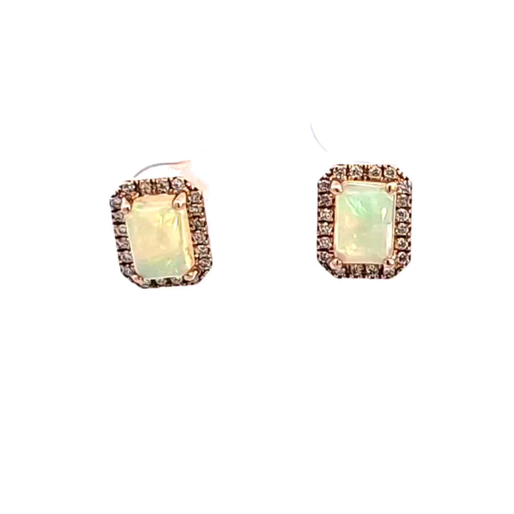 14KR Opal and Diamond Earrings