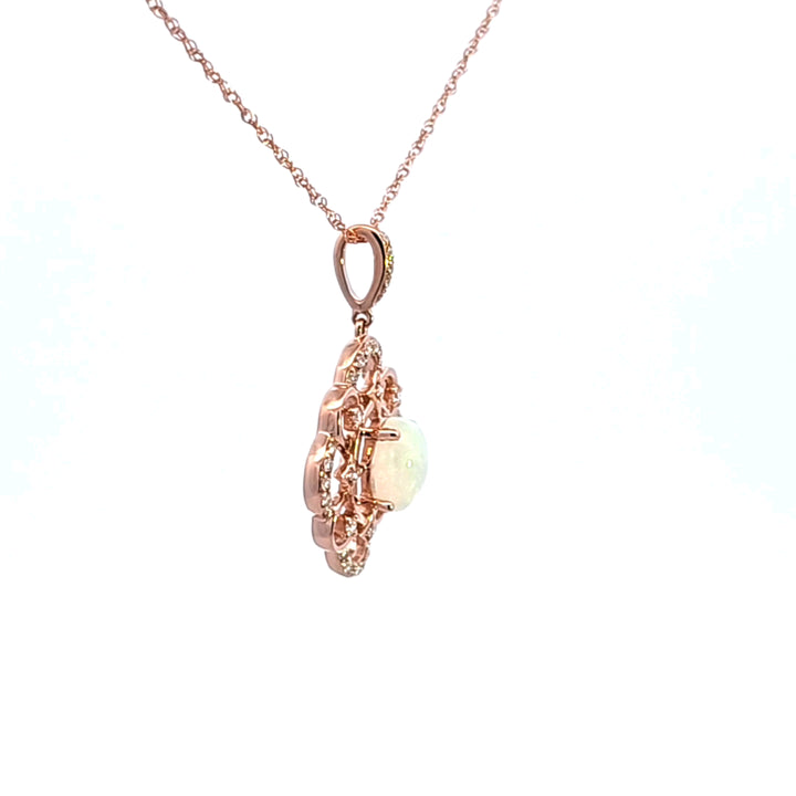 14KR Opal and Diamond Pendant