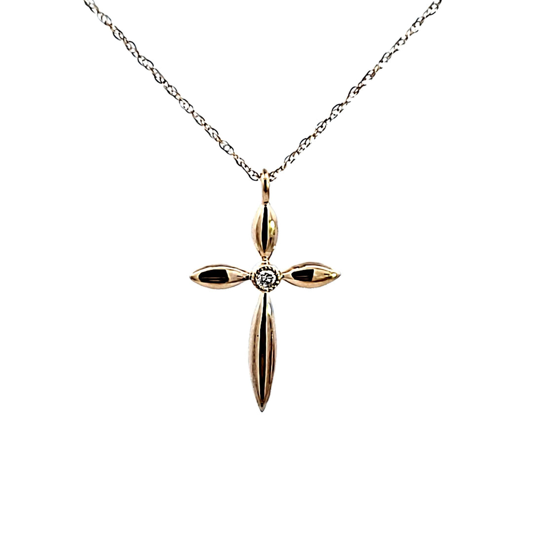 10KY Cross with Diamond Pendant
