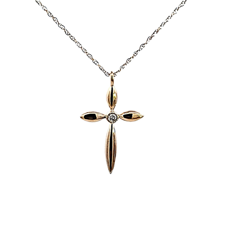 10KY Cross with Diamond Pendant