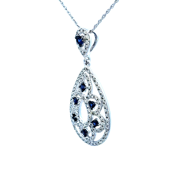 14KW Diamond and Sapphire Pendant