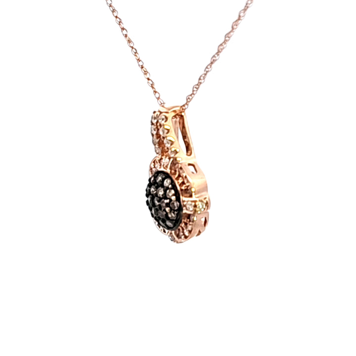 14KR Chocolate and White Diamond Pendant