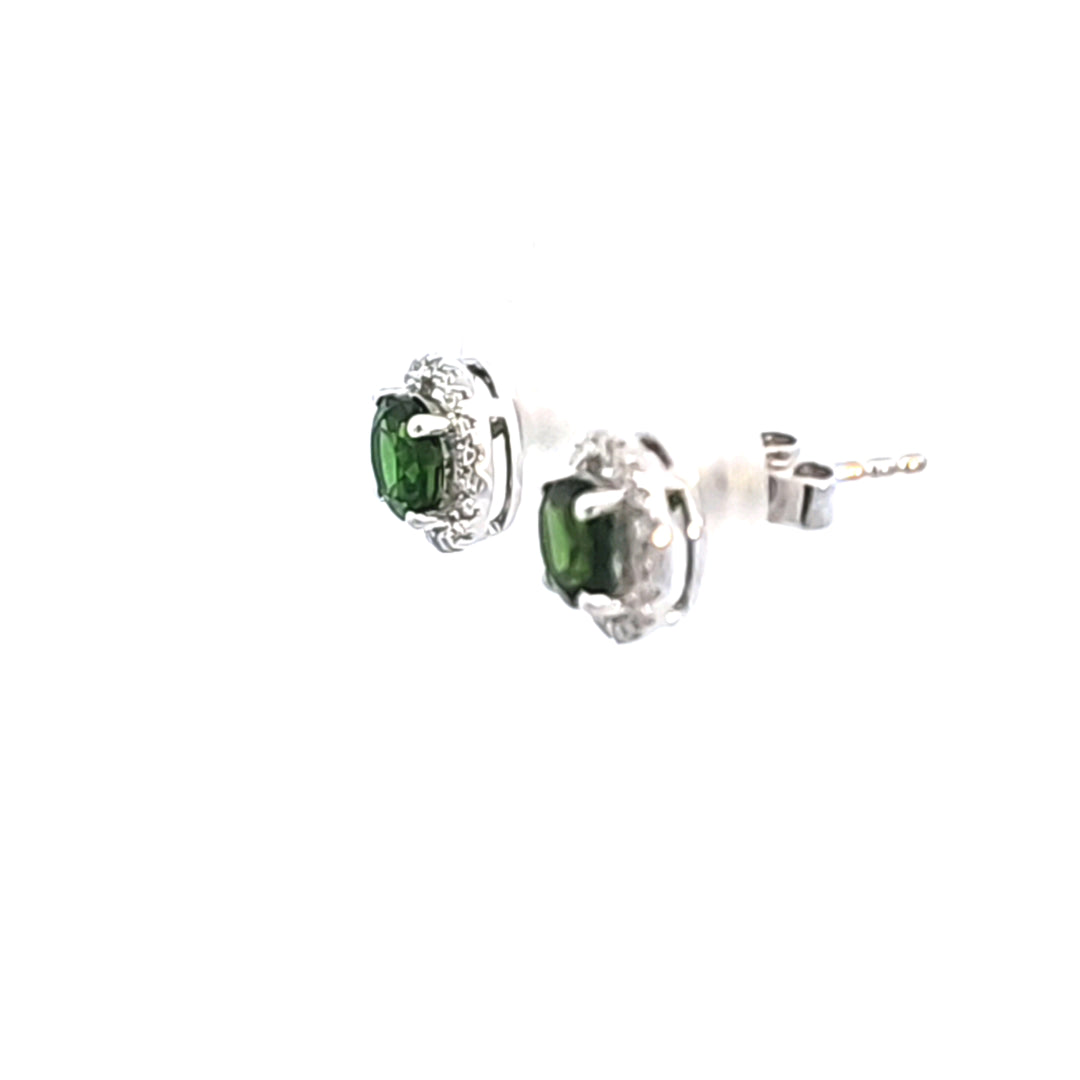 14KW Russalite Chrome Diopside and Diamond Earrings