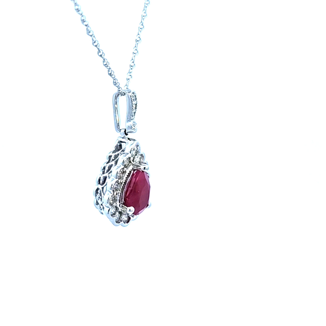 14KW Ruby and Diamond Pendant