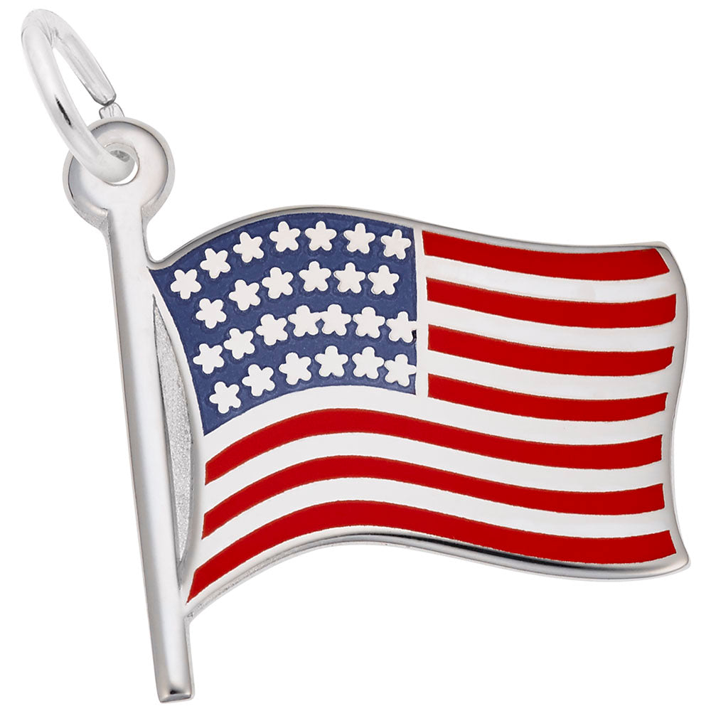 Sterling Silver USA Flag Charm