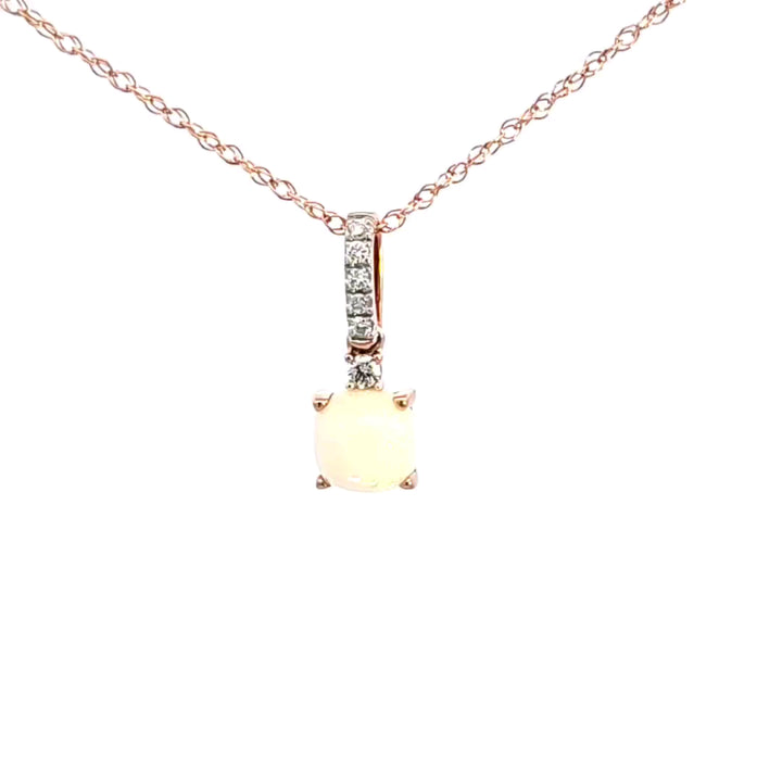 14KR Opal and Diamond Pendant