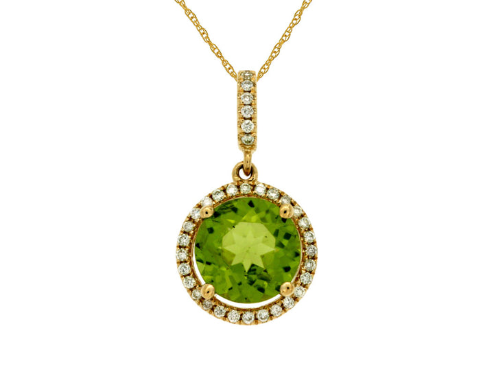 14KY Peridot and Diamond Pendant Necklace