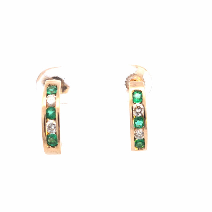 14KY Emerald and Diamond Earrings