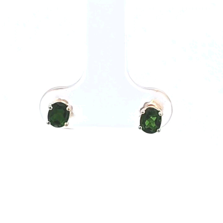 14KY Russalite Chrome Diopside Stud Earrings