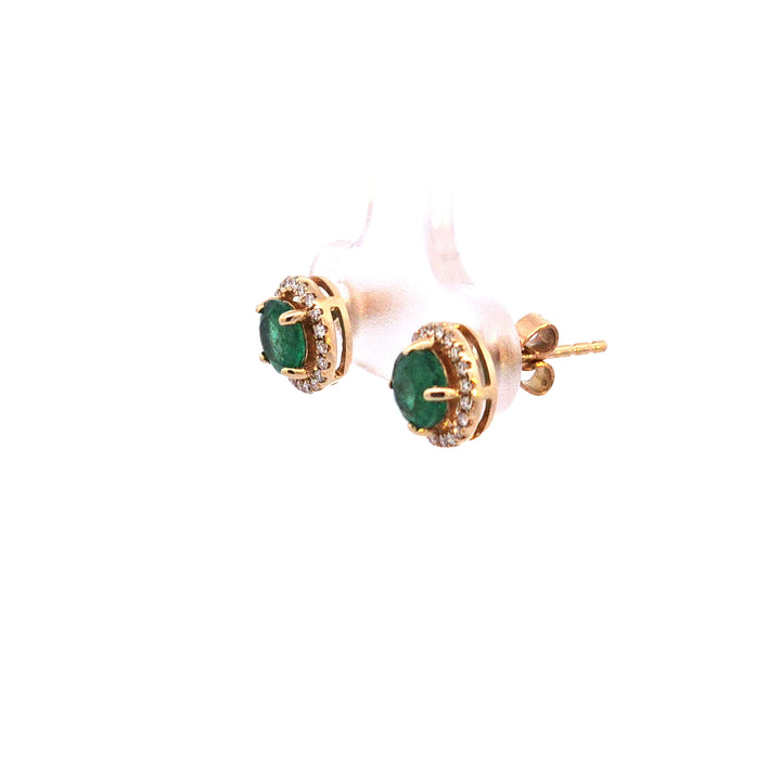 14KY Emerald and Diamond Earrings