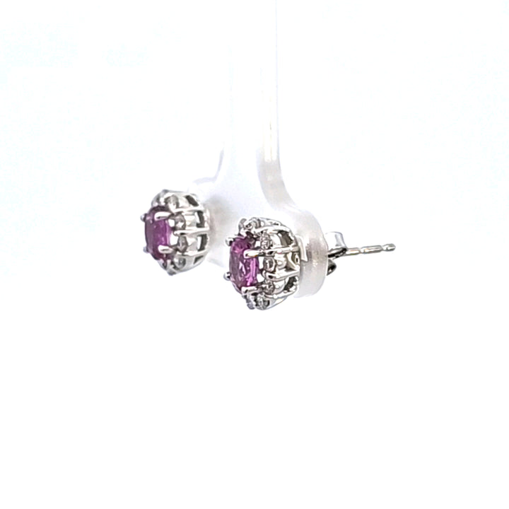 14KW Pink Sapphire and Diamond Earrings
