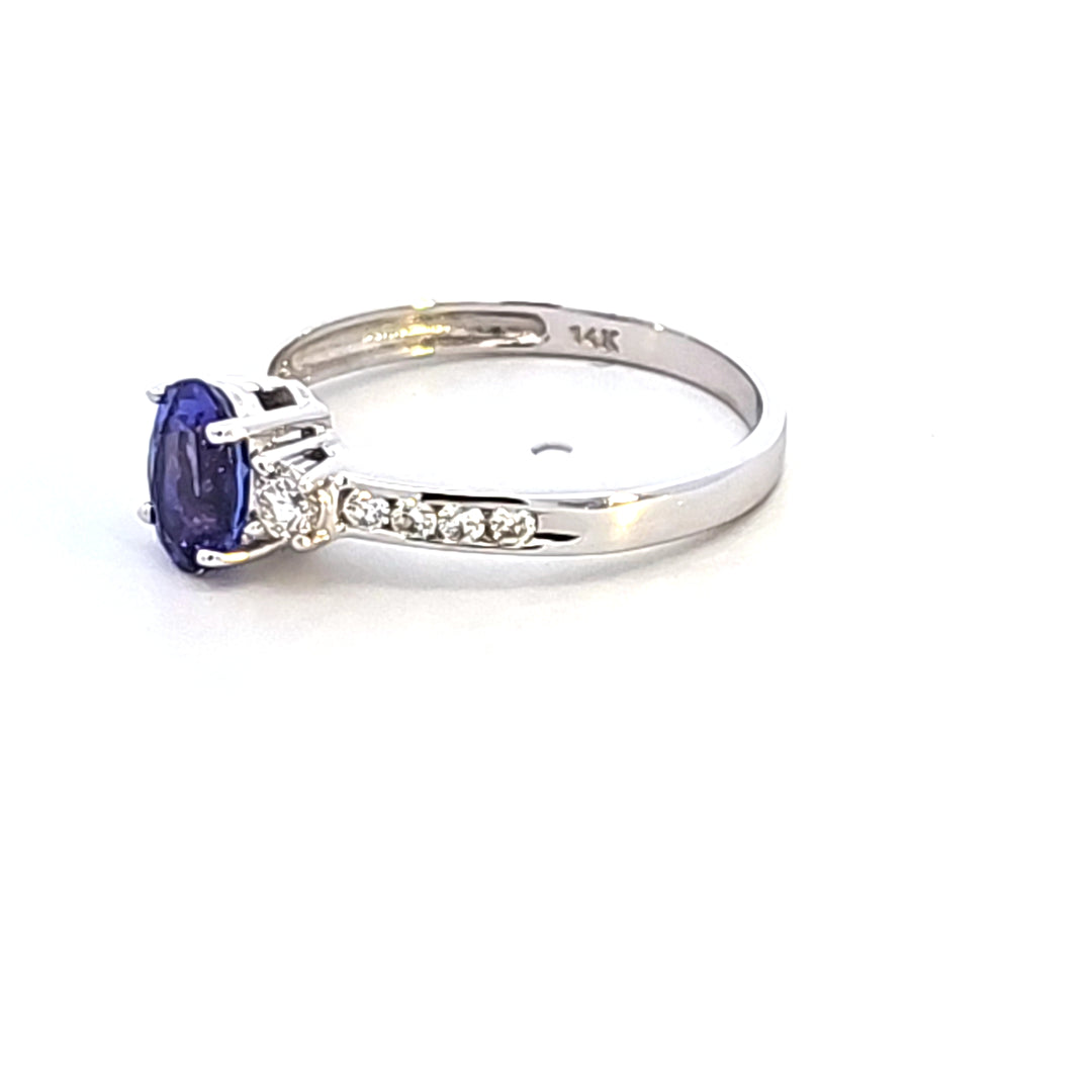 14KW Oval Tanzanite and Diamond Fashion Ring