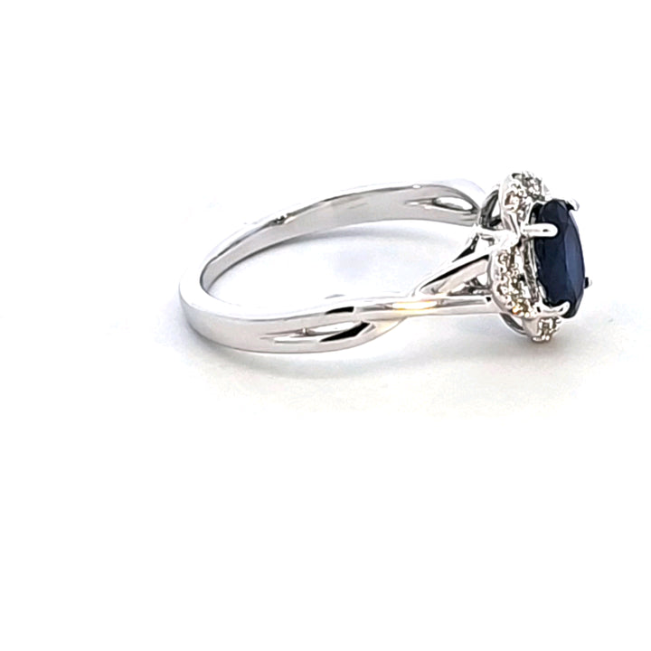 14KW Blue Sapphire and Diamond Ring