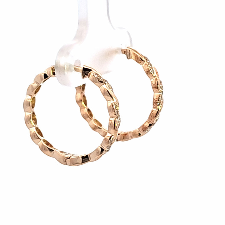 10KY Diamond Swirl Hoop Earrings